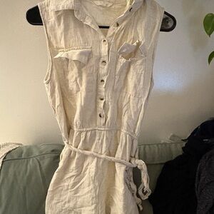 Chic Cream Sleeveless Button-Up romper